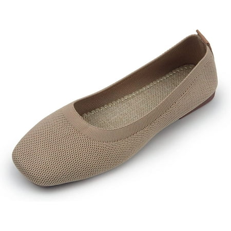 

QWZNDZGR Women Flat Shoes Knitted Lightweight Slip-on Loafers Breathabel Soft Comfortable Ballet Flats