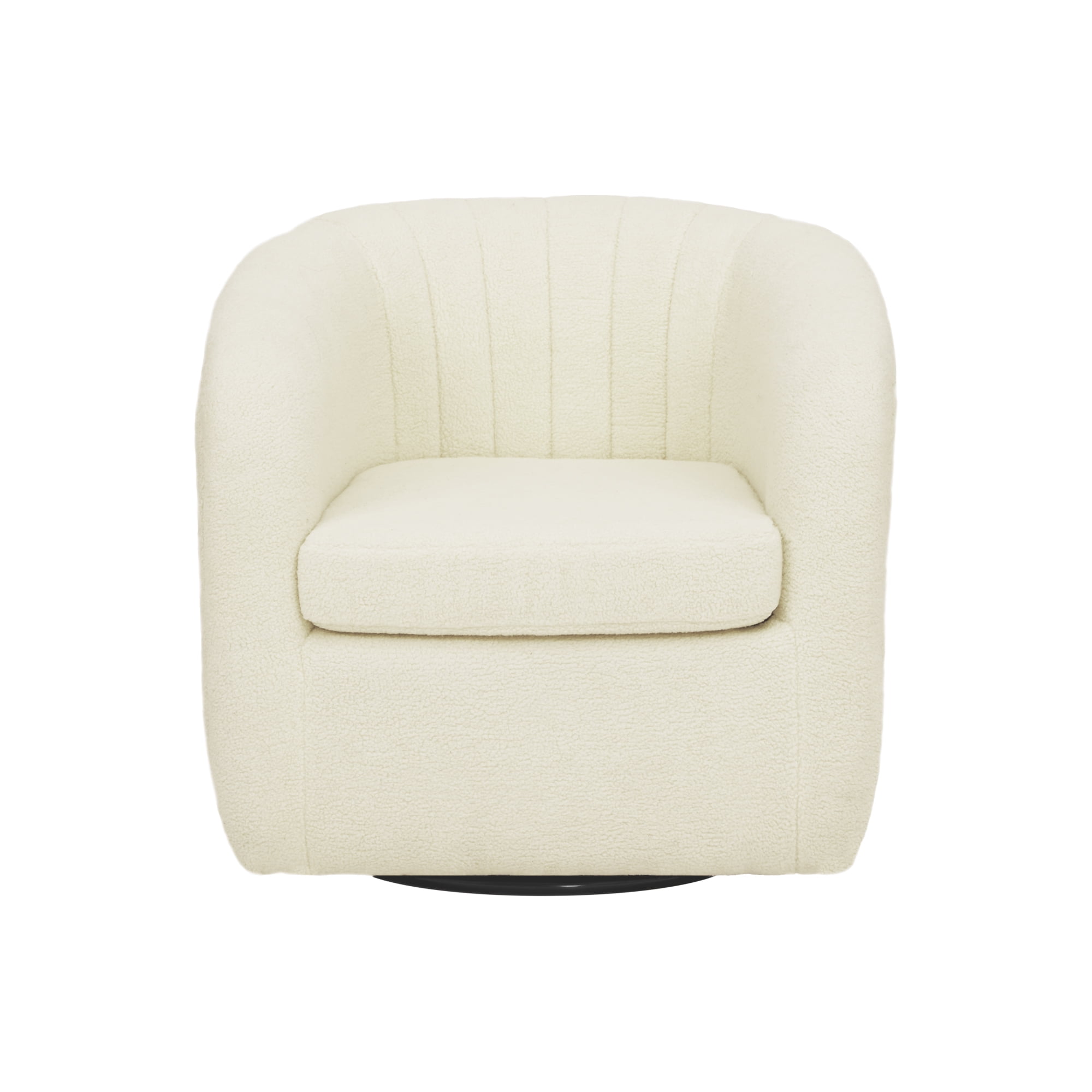 Teamson Home Monroe Swivel Tub Accent Chair with Faux Shearing, Ivory