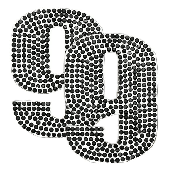 Uxcell 2Pcs Rhinestone Self Adhesive Number Stickers Medium Numbers Patches Embroidered Sew on Appliques for DIY Crafts Clothing Decorations, Black 9