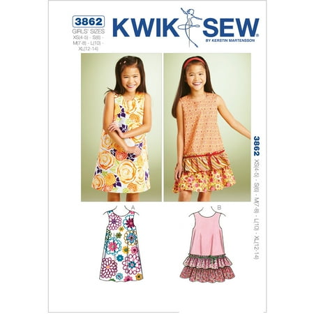 Kwik Sew Pattern A-Line Dresses, XS(4, 5) S (6) M (7, 8) L (10) XL (12, 14)