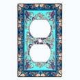 thumbnail image 2 of Metal Light Switch Plate Cover Teal Purple Mandala Flower Heart Tile Pattern TIL035, 2 of 13