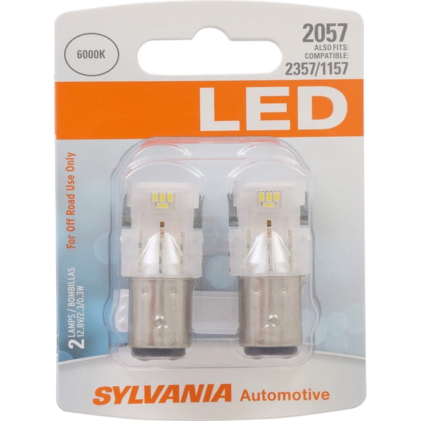 BOMBILLO MINI LED BLANCO SYLVANIA 2057 BRILLANTE PARA LUCES DIURNAS Y REVERSA, PAQUETE DE 2