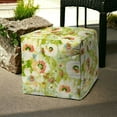 thumbnail image 6 of HomeRoots 17" Green Polyester Cube Floral Indoor Outdoor Pouf Ottoman, 6 of 6