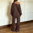 thumbnail image 4 of JIAYUE Women Polka Dot 2 Piece Outfit Off Shoulder Lantern Long Sleeve Top Drawstring Wide Leg Pants for Festival Gathering, 4 of 5