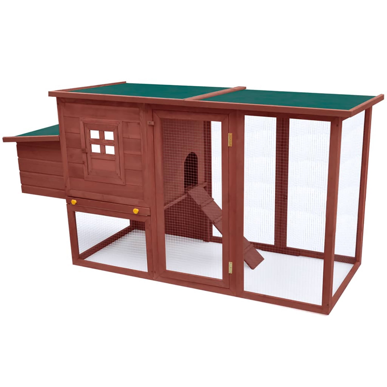 Pefilos 79.5" Wooden Rabbit Hutch with Waterproof Roof, Bunny Cage Pull-Out Tray, Hen House Egg Cage for Poultry Hutch & Egg-Laying Coop, Brown Pefilos 79.5" Wooden Rabbit Hutch with Waterproof Roof, Bunny Cage Pull-Out Tray, Hen House Egg Cage for Poultry Hutch & Egg-Laying Coop, Brown