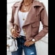 thumbnail image 4 of Chaqueta Corta de Larga con Solapa para Mujer, Otoño-Invierno, Color Liso, con Botones de Piel de Ciervo Rosa Oscuro XL, 4 of 7