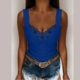 thumbnail image 2 of Tank Tops For Women Summer V Neck Solid Color Lace Camisole Vest Camisole Tops For Women, 2 of 5