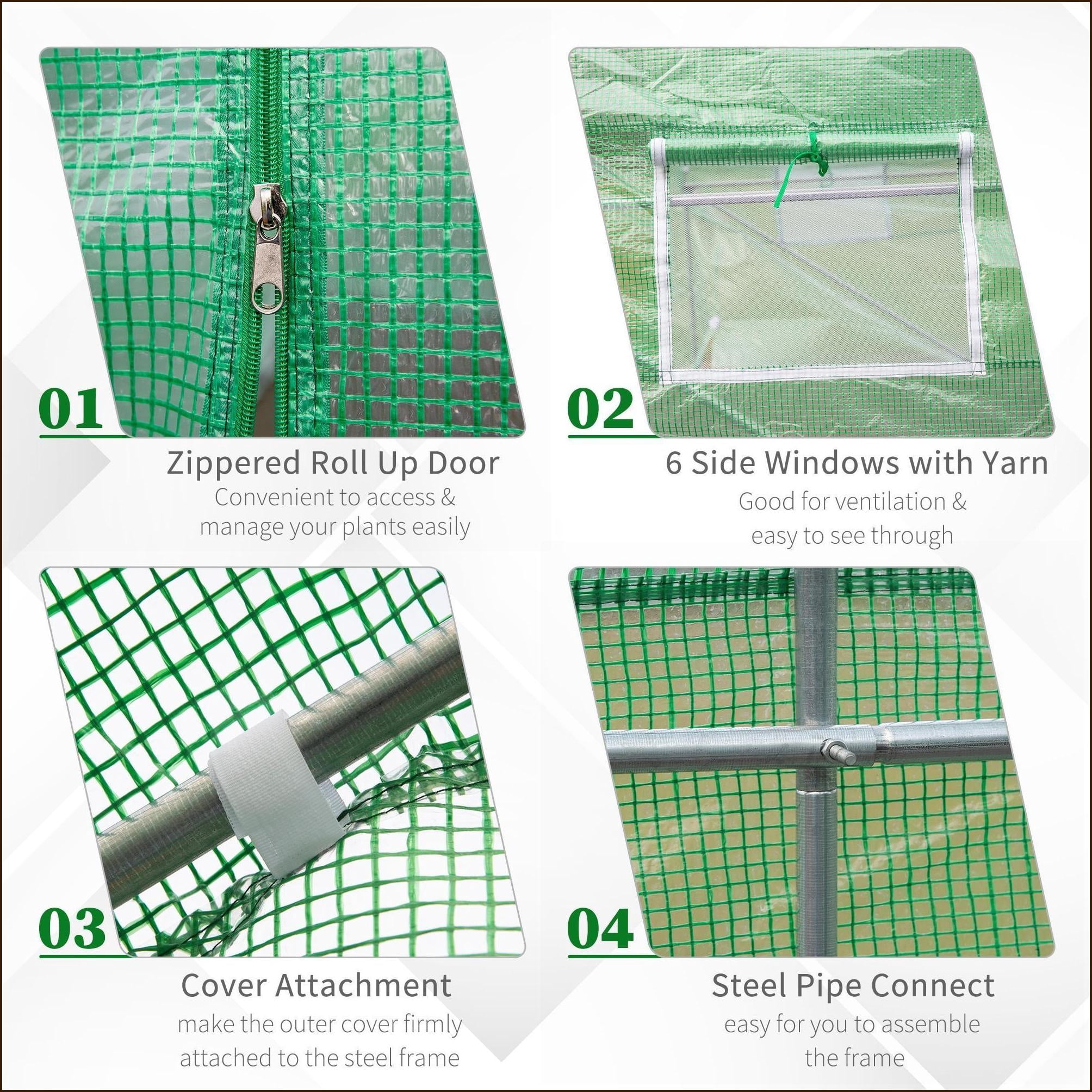 Walk-in Greenhouse | Invernadero | 15' x 6' x 7' Backyard Growing House with Door Vent | Forest Green | Steel