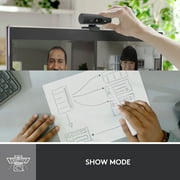Logitech Brio 500 Full HD Webcam with Auto Light Correction, Noise Reduction, Privacy Cover, Graphite