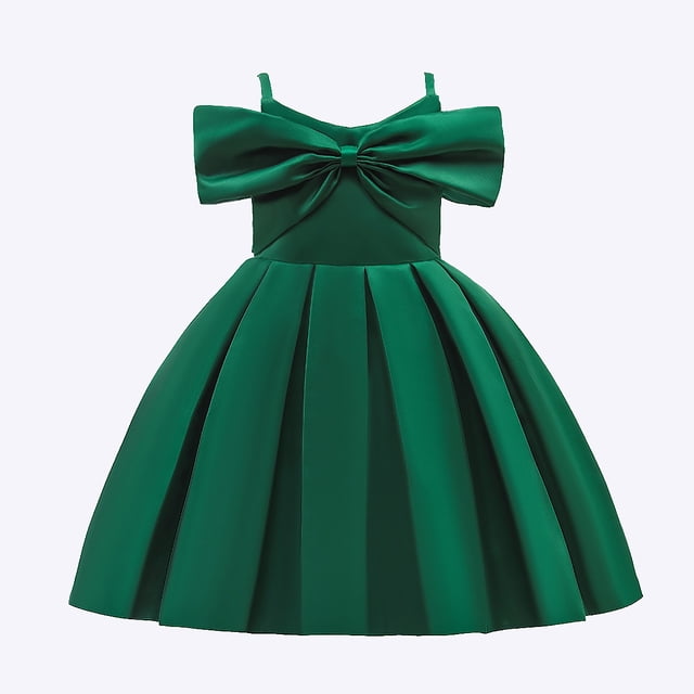 HAWEE Robe de Demoiselle d'Honneur pour Petite Fille, Nœud, Pageant, Fête, Mariage, Robes Formelles, Bal, Robes de Soirée pour 3-8 Ans