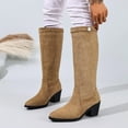 thumbnail image 7 of Khaki Ladies Winter Long Straight Boots Round Toe Thick Heel High Heel Mid Calf Lightweight, 7 of 7