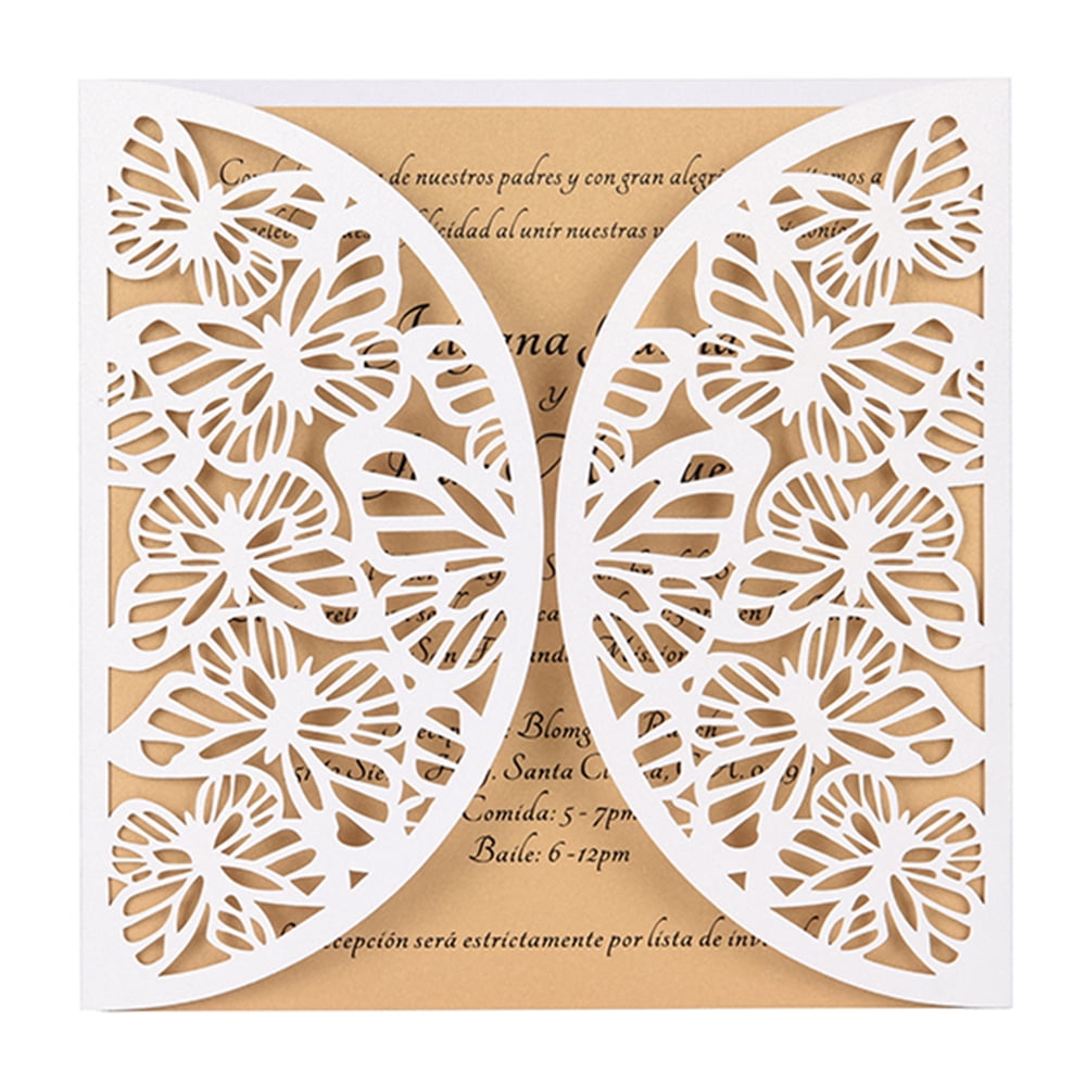 10pcs Pearl Paper Floral Invitation Cards Invitation Holders with Blank