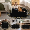 thumbnail image 6 of Retro Yellow Snowflake Round Living Room Rugs 3.3 ft, Winter Christmas Black Background Washable Area Rug with Non-Slip Sturdy Edge Binding Round Front Door Mat Floor Carpet for Entryway, 6 of 9