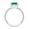 thumbnail image 2 of Rosec Jewels Cushion Cut Lab Created Emerald Solitaire Ring with Diamond for Women (8 mm), 14K White Gold, US 6.50, 2 of 8