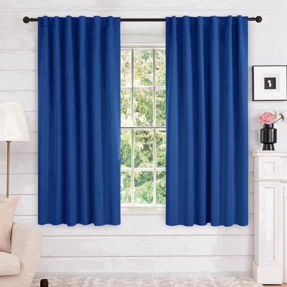 Deconovo Blackout Curtains for Kitchen and Small Windows, Thermal Insulated Room Darkening Drapes, Back Tab & Rod Pocket, 52"W x 54"L, Royal Blue, 2 Panels