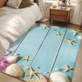 thumbnail image 4 of 3'x5' Area Rugs, Ocean Coastal Indoor Outdoor Area Rug for Living Room Bedroom, Blue Wooden Grain Starfish Seashells Floral Washable Bathroom Rugs Kitchen Floor Carpet Mats Home Decor Aesthetic, 4 of 8