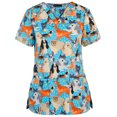 thumbnail image 2 of Fridja Women Short Sleeve V-neck Tops Working Uniform Blouse, 2 of 4