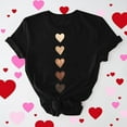 thumbnail image 2 of Ecqkame Valentine Day Shirts for Women Cute Romantic Lover Heart Tee Shirt Round Neck Short Sleeve Casual Tops Black S, 2 of 7