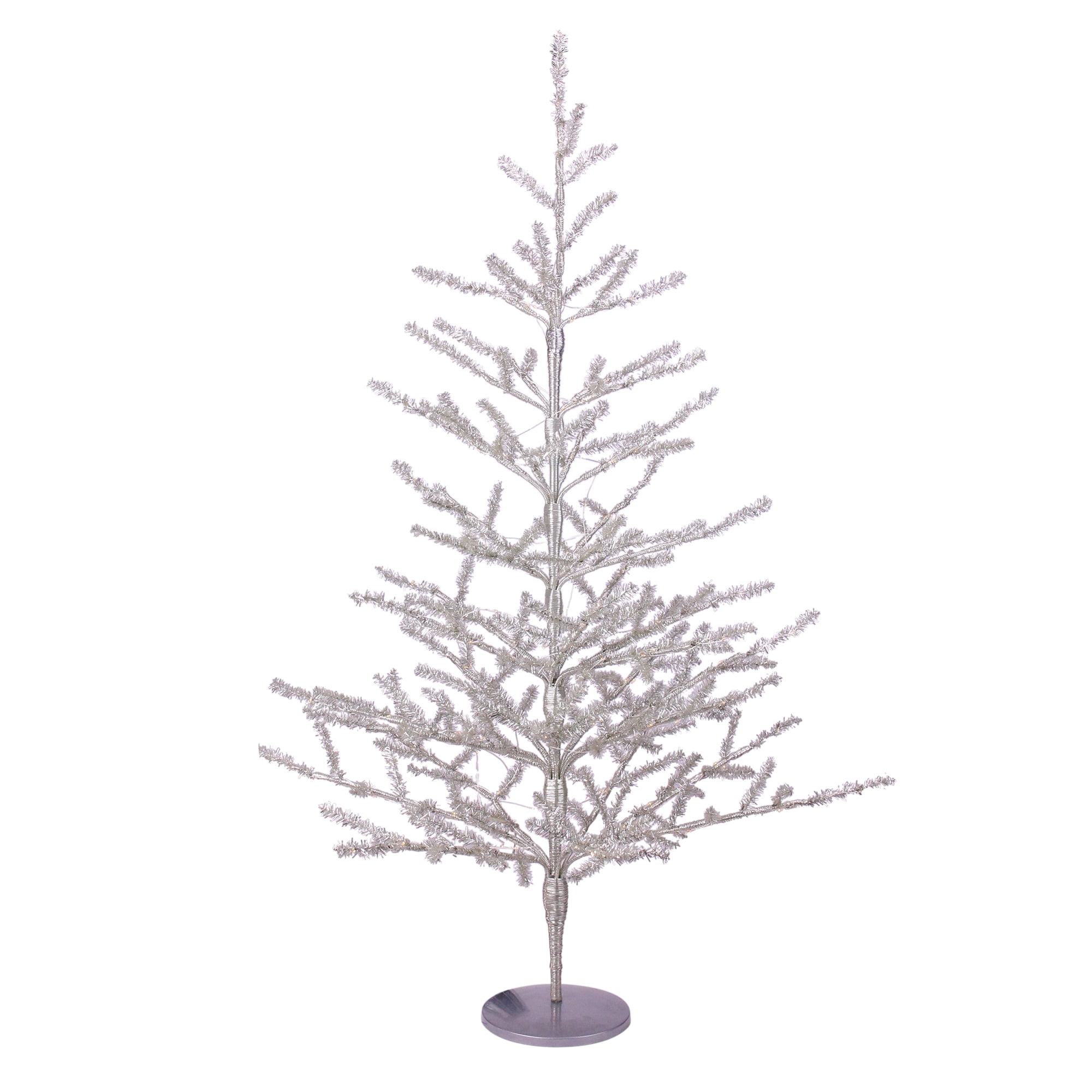 Northlight 3' Pre-Lit LED Silver Tinsel Twig Artificial Christmas Tree