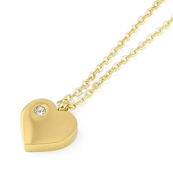 5pc Ion Plating(IP) 304 Stainless Steel Crystal Rhinestone Heart Pendant Necklaces for Women Golden 20.31 inch(51.6cm)