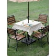 thumbnail image 4 of Outdoor Tablecloth with Umbrella Hole for Patio/Picnic/Party/Camping, Coastal Starfish Waterproof Table Cloth Square Cover Washable, Nautical Shells Coral Eucalyptus Stripes (60"x 60"), 4 of 8