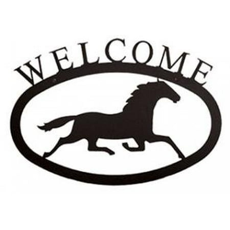 Village Wrought Iron WEL-17-L Large Running Horse Welcome Sign