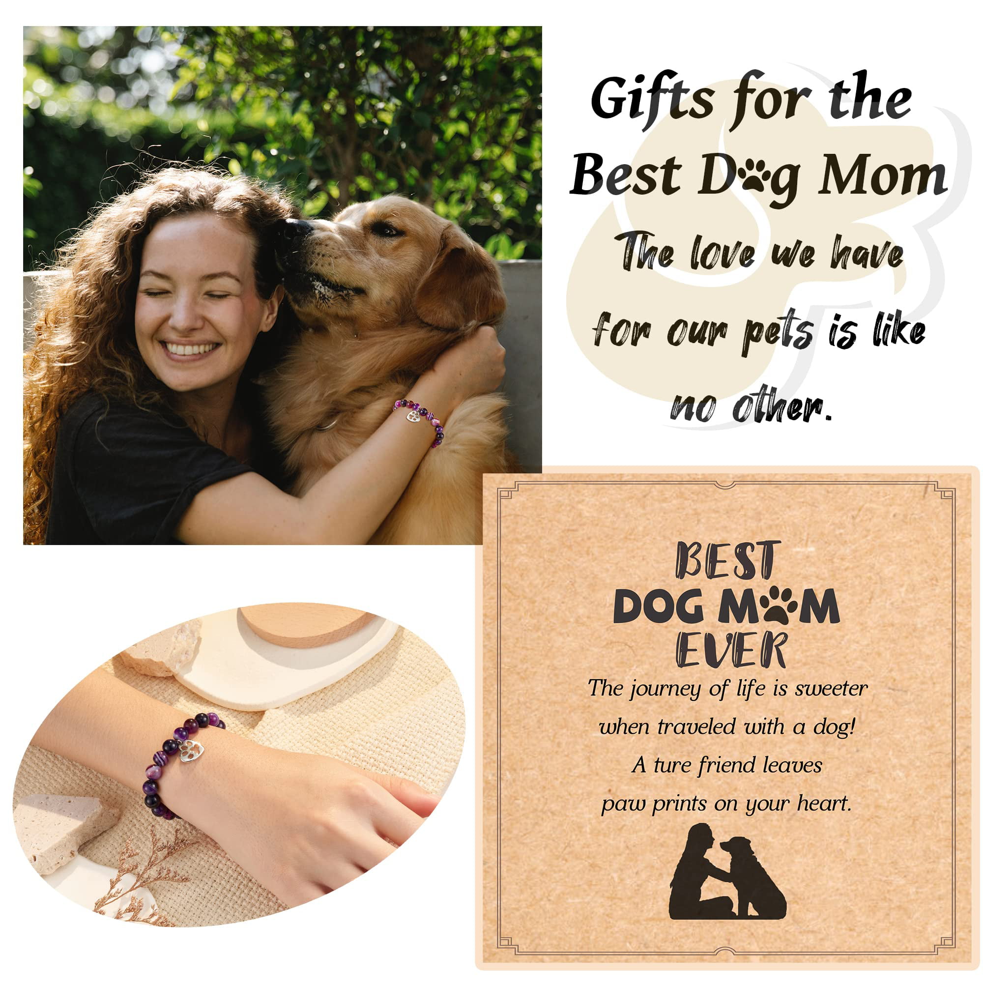 Dog Mom Gifts For Women, Dog Gifts For Dog Lovers With Gift Message Card,  Natural Stone Dog Mom Charm Bracelets, Dog Lover Gift Idea For Mothers Day,  Birthday - Temu Australia