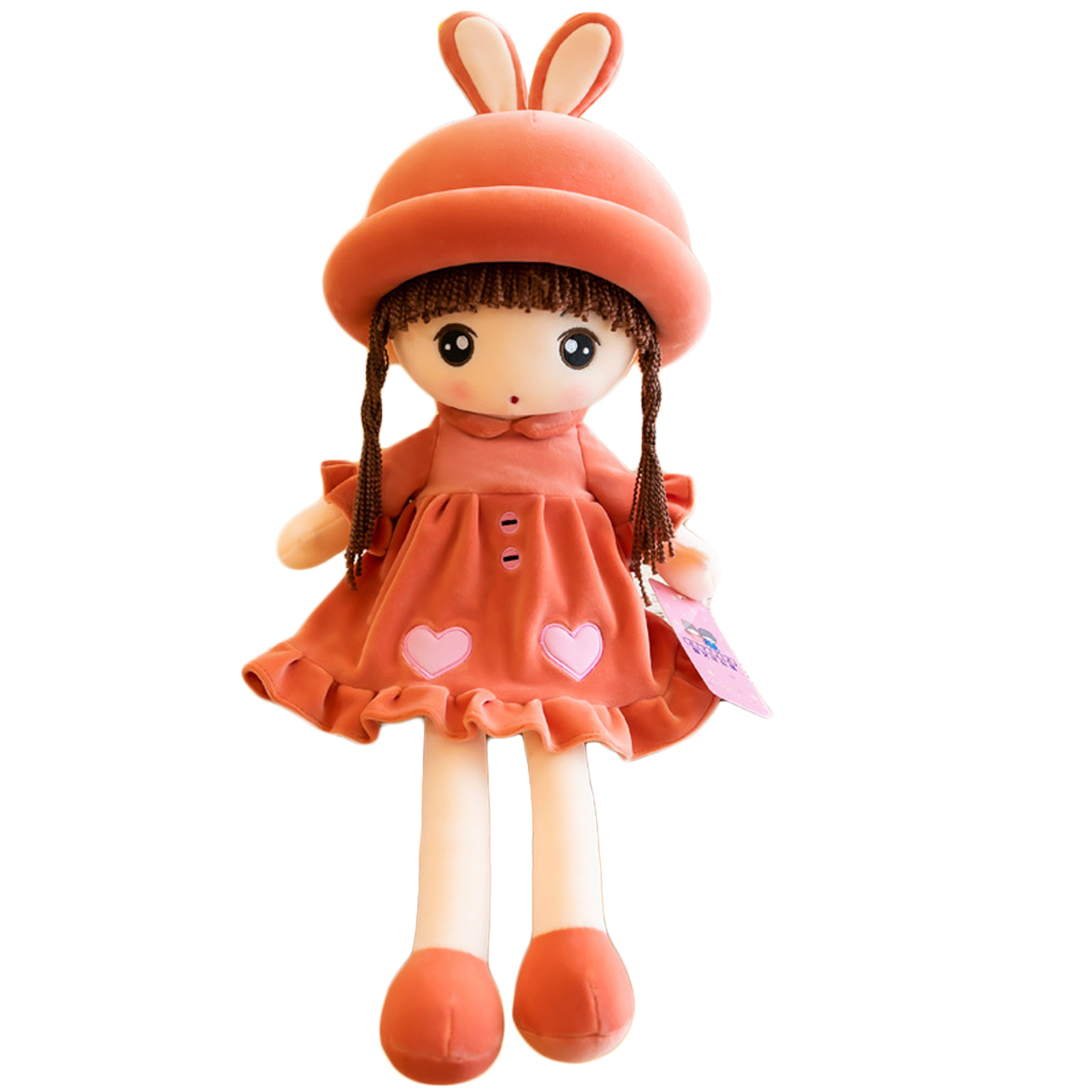 Cartoon Girl Stuffed Plush Doll, Cute Soft Toy Birthday Gift for