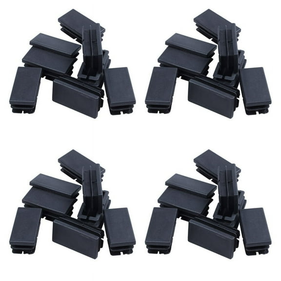 32 Pcs Black Plastic Rectangular Blanking End Caps Inserts 20mm x 40mm,32 x Rectangle Tube Insert,Black