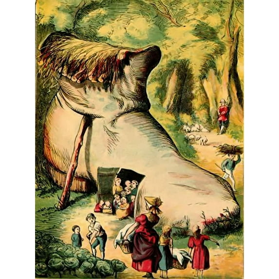 Old Lady And The Shoe - CANVAS OR FINE PRINT WALL ART PRINT