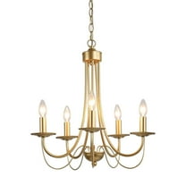 LNC 5-Light Matte Gold Candle Chandelier for Dining Room or Bedroom