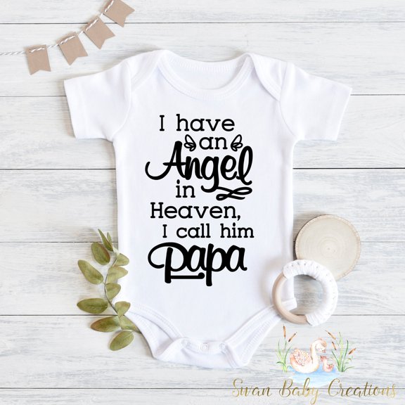 Guardian Angel Papa Baby Bodysuit, Shirt, In Memory Of Papa, Baby Shower Gift, Guardian Angel, Papa In Heaven Cute And Cool Baby Bodysuit, Baby Bodysuit Lat 4424