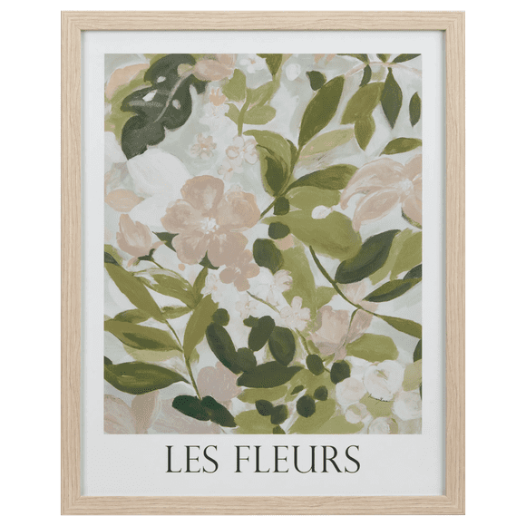 Bouclair Green Les Fleurs Printed Framed Art 16 X 20 in (40.64 X 50.8 cm)