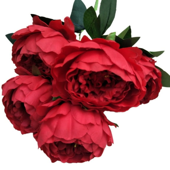 Artificial Flowers Vintage Peony Bouquet 5 Heads Long Stem Silk for Wedding Home Decor