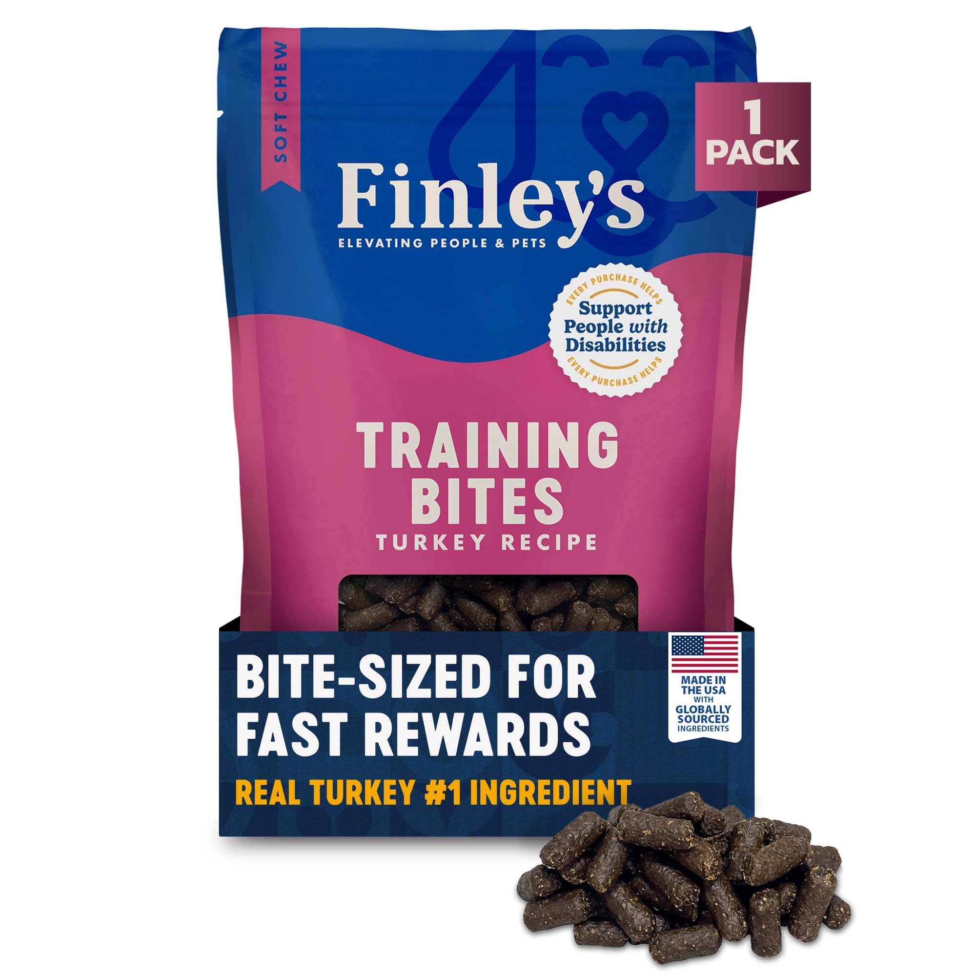 Finley's Dog Training Bites, Soft, Bite Sized Turkey Flavored Dog Treats for All Ages and Sizes, For Training and Everyday Treat, 16oz, 1 Pack
