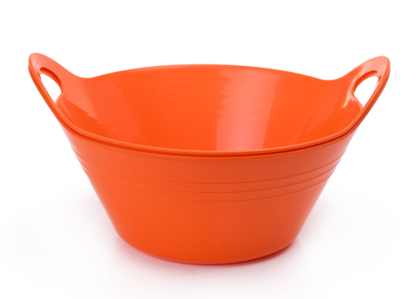Mintra Home Plastic Bowls with Handles 2 Pack (Large, Orange)