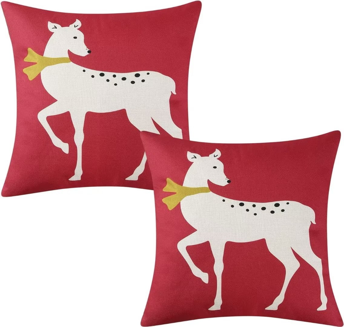 FairOnly 2 Pcs Christmas Pillow Covers 18"x18" Indoor Decorative Throw