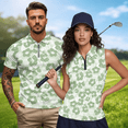 thumbnail image 2 of KUIFORTI Matching Golf Shirts for Couple Green Hibiscus Floral Racerback Design Funny Men Women Matching Couple Golf Shirts 4-Way Stretch Golf Tennis Tank Top, 2 of 6