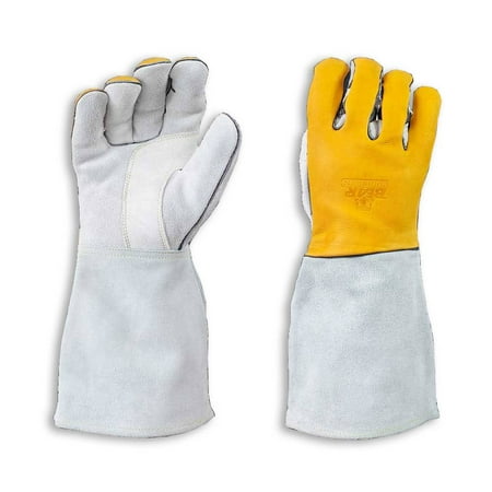 

Bear Knuckles Ergonomically Designed Double Wedge-Ultimate Grip-Ergonomic-Anti-fatigue Split Cowhide Leather Welding Gloves (Large-1 Pair)