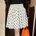 thumbnail image 4 of Wxolcjlv Womens Polka Dot Midi Skirt Smocked Elastic Waist Ruffled A‑Line Cut Casual Skirts, 4 of 5