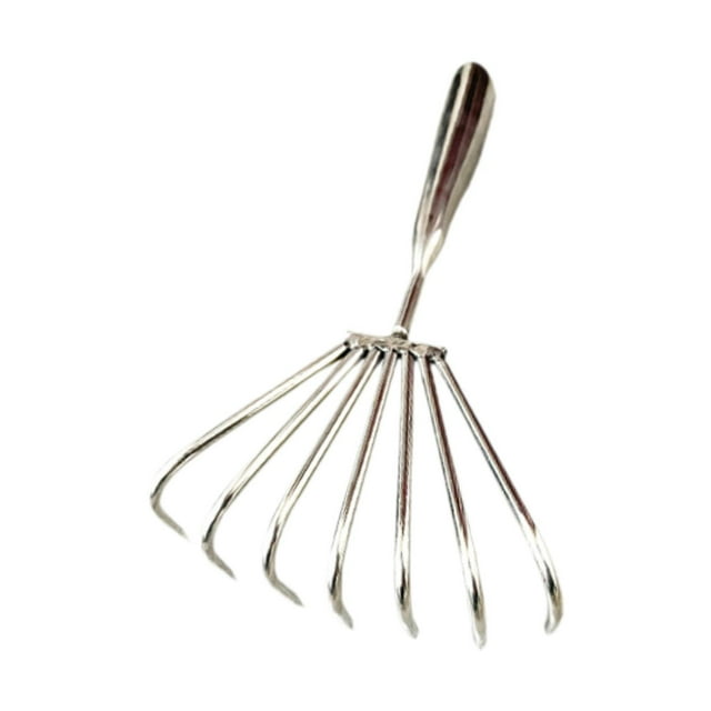 S SERENABLE Râteau à Griffes en Acier Inoxydable Râteau à Main pour Desserrer Accessoires de Plage Clamming 7 Dents 5cm