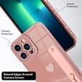 thumbnail image 3 of Designed for iPhone 13 Pro Max Case with Strap Luxury Love Heart Plating Gold Bumper Phone Cover Wristband Kickstand Full Body Protective Slim Case for Women-Sand Pink, 3 of 12