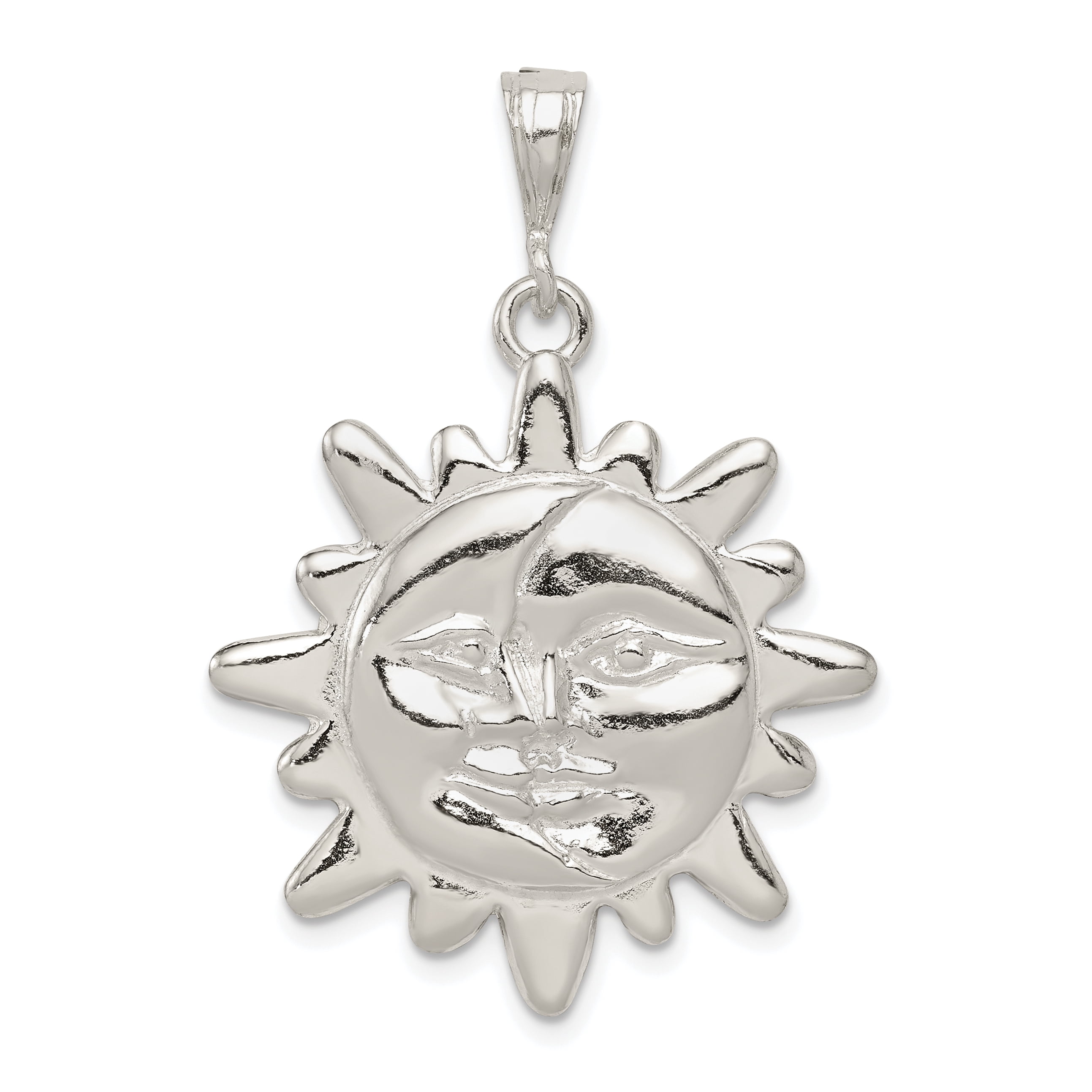 925 Sterling Silver Sun Half Moon Face 