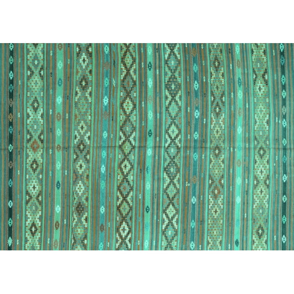Ahgly Company Indoor Rectangle Oriental Turquoise Blue Traditional Area Rugs, 2' x 4'