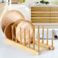 thumbnail image 6 of 1 Pack Bamboo Wooden Dish Rack - Plate Rack Stand Pot Lid Holder, Kitchen Cabinet Organizer for Bowl, Cup, Cutting Board and More, 6 of 7