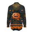 thumbnail image 5 of Women's Halloween Shirts Long Sleeve Button Down Blouses Pumpkin Spiderweb Graphic Print Tops V Neck Collared Casual Novelty Fall Holiday Party Apparel, 5 of 5