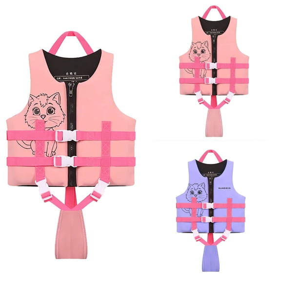 Infant Life Jacket Toddler Swim Vest Swimming Floaties Jacket For Boating Pool Beach Learn To Swim Pink 5 Y-7 Y