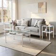 thumbnail image 2 of GZXS 3 Piece Living Room Table Set, Glass Coffee Table and 2 End Tables, Accent Table with Shelf and Metal Legs for Home Office, Clear & White, 2 of 8