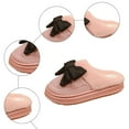 thumbnail image 6 of Suede Platform Slippers for Women Sweet Bowknot Winter Plush Warm Comfy Soft Sole Nonslip Casual Slip on House Shoes Red Size 6.5, 6 of 6