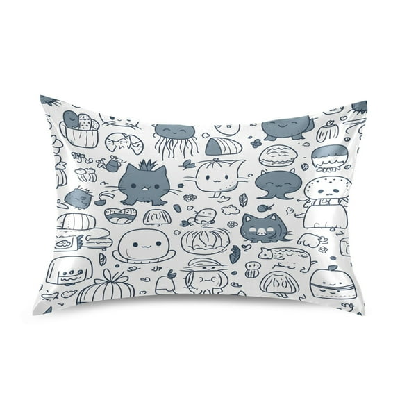 Cute Doodles Of Various Animals Luxury Silky Soft Pillowcase Standard Size Wrinkle Resistant Envelope Closure 20x26in